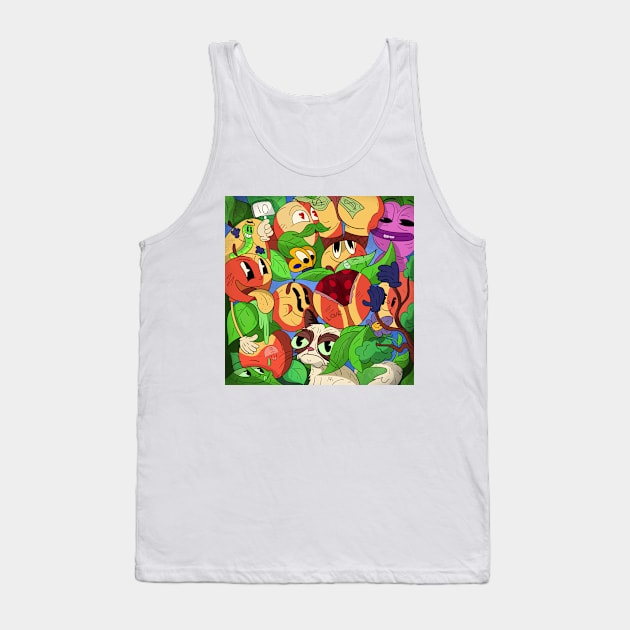 Retro Cartoon Shirt wth Cuphead Cat Tank Top by Teehead